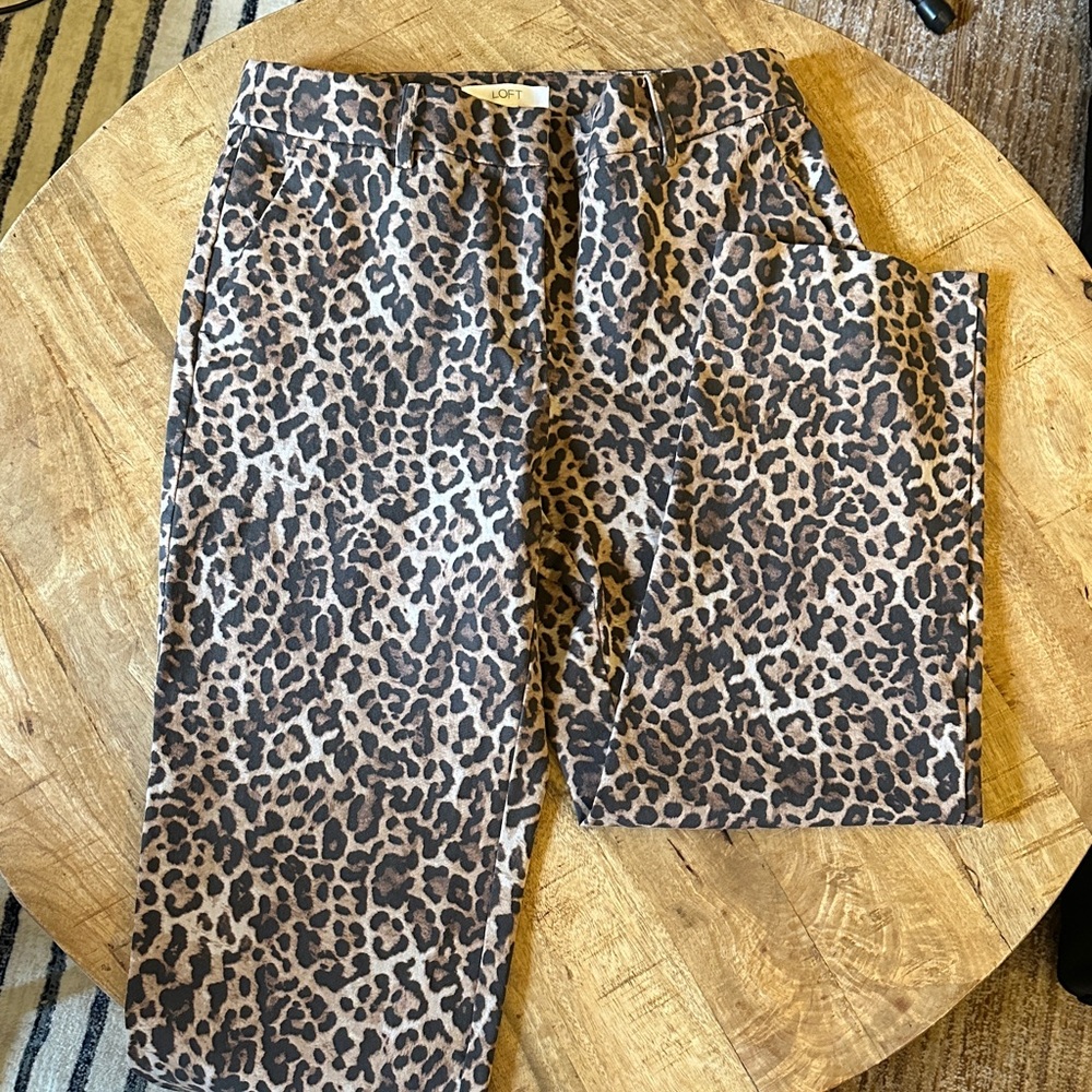 LOFT Leopard Print Pant in Brown and Black
